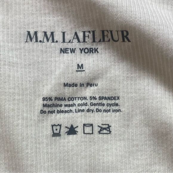 M.M. Lafleur Cream Long Sleeve Rib Knit Top Size Medium - Picture 3 of 9